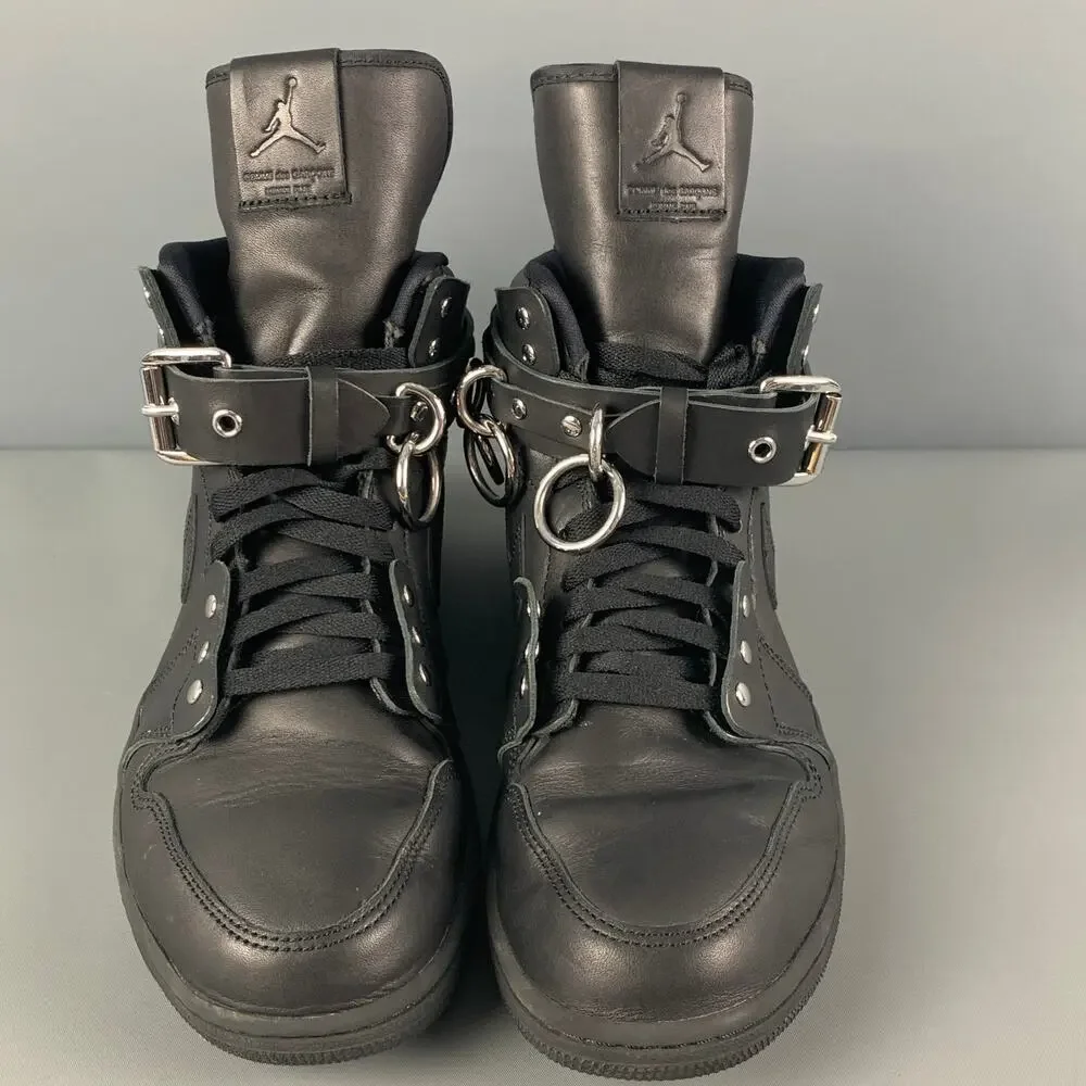 COMME des GARCONS x AJ1 FW19 Bondage Size 10 Black Leather High Top Sneakers